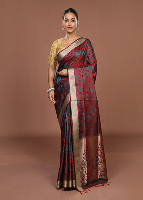Maroon Kanjivaram Silk Saree With Blouse Piece