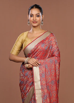 Pink Kanjivaram Silk Saree With Blouse Piece