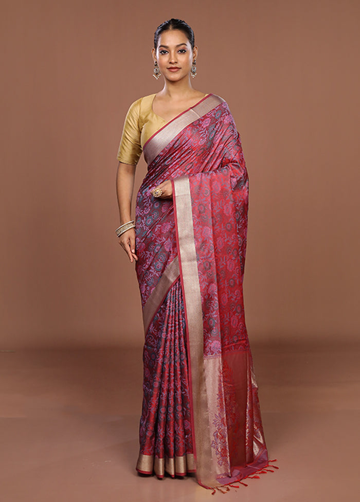 Pink Kanjivaram Silk Saree With Blouse Piece