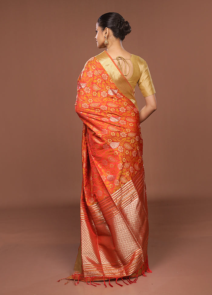 Red Kanjivaram Silk Saree With Blouse Piece