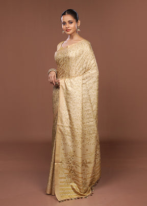 Cream Tussar Silk Saree With Blouse Piece