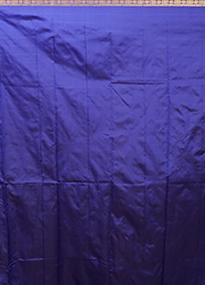 Blue Kanjivaram Silk Saree With Blouse Piece