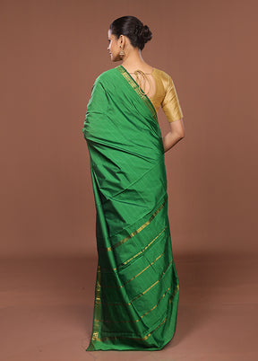 Green Kanjivaram Silk Saree With Blouse Piece