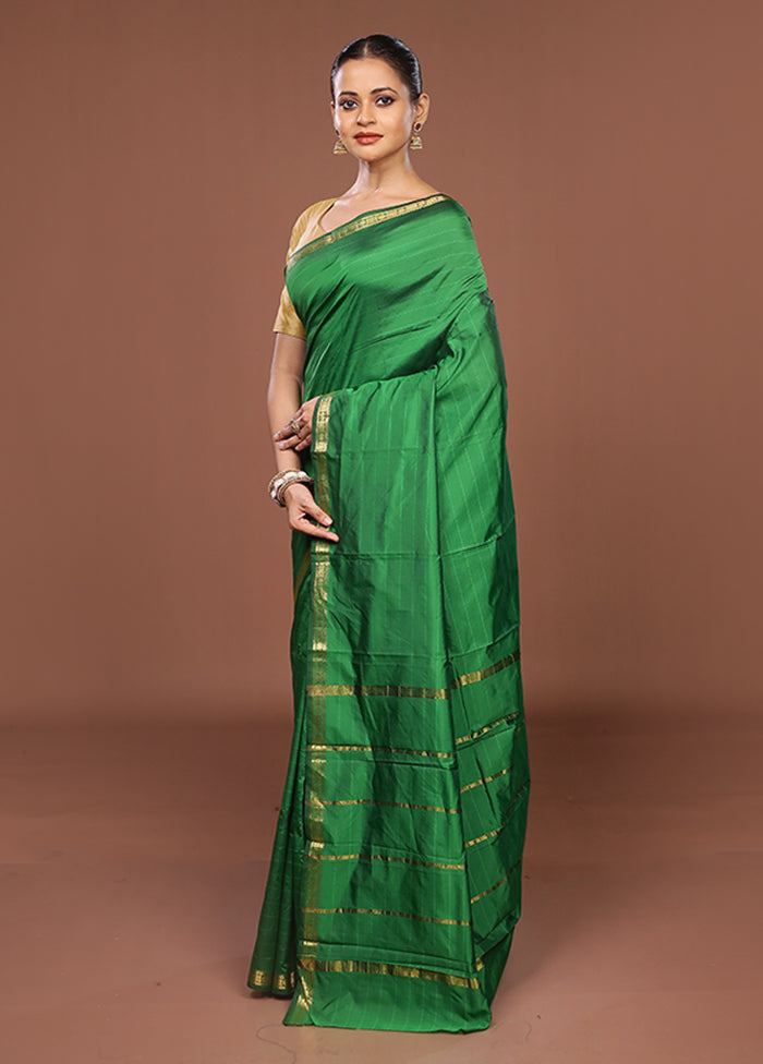 Green Kanjivaram Silk Saree With Blouse Piece