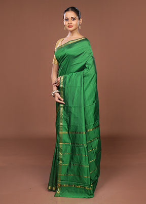 Green Kanjivaram Silk Saree With Blouse Piece