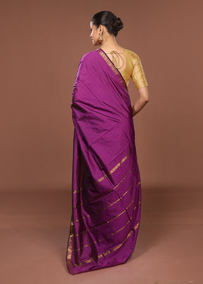 Purple Kanjivaram Silk Saree With Blouse Piece