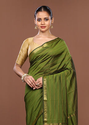 Green Kanjivaram Silk Saree With Blouse Piece