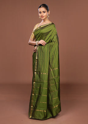 Green Kanjivaram Silk Saree With Blouse Piece
