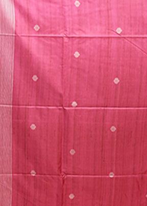 Pink Tussar Silk Saree With Blouse Piece