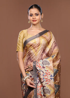 Multicolor Tussar Silk Saree With Blouse Piece
