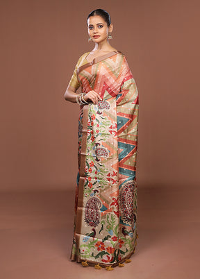 Green Tussar Silk Saree With Blouse Piece