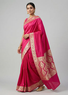 Pink Katan Silk Saree With Blouse Piece