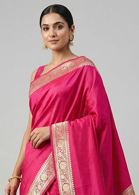 Pink Katan Silk Saree With Blouse Piece