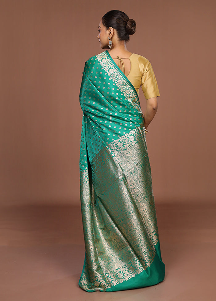 Green Banarasi Silk Saree With Blouse Piece