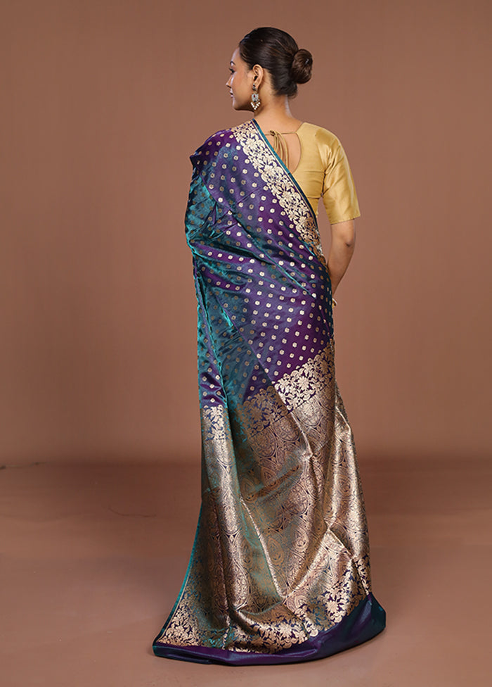 Purple Banarasi Silk Saree With Blouse Piece