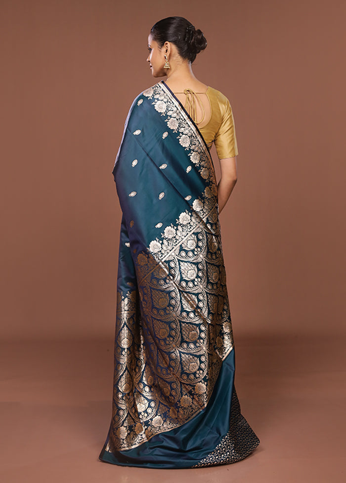 Green Banarasi Silk Saree With Blouse Piece