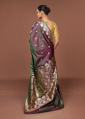 Purple Banarasi Silk Saree With Blouse Piece