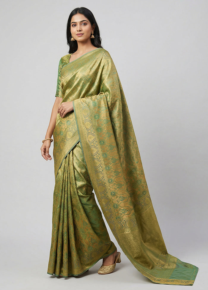 Cream Jamewar Silk Saree With Blouse Piece