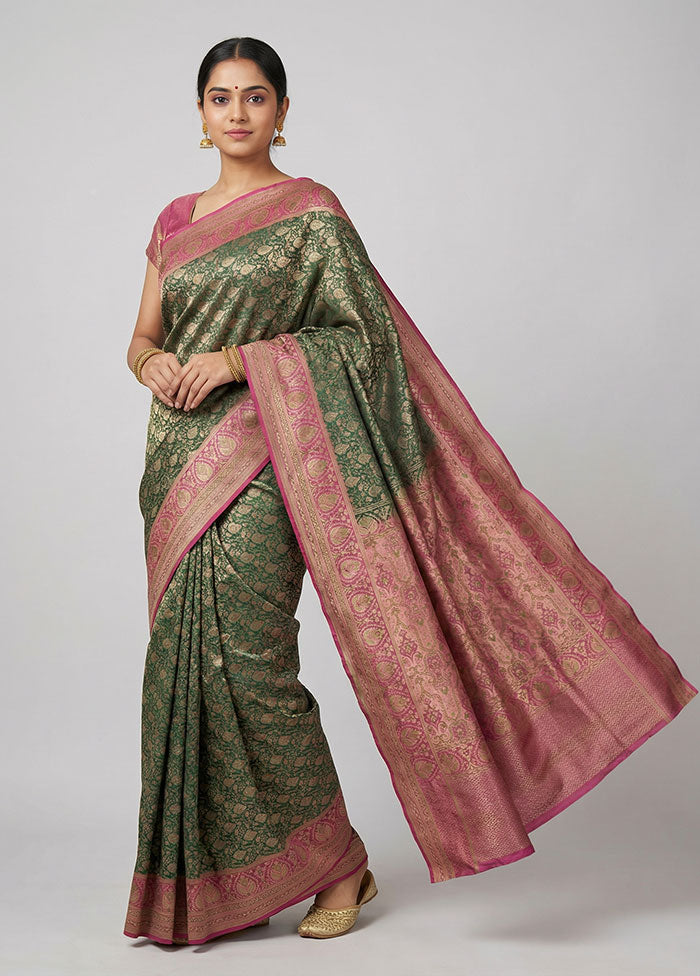 Purple Jamewar Silk Saree With Blouse Piece