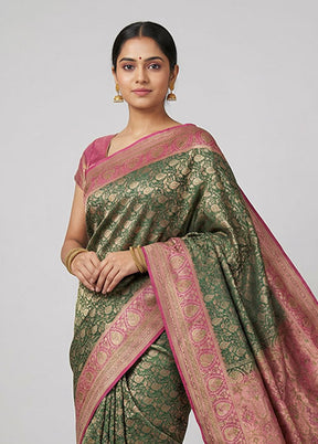 Purple Jamewar Silk Saree With Blouse Piece