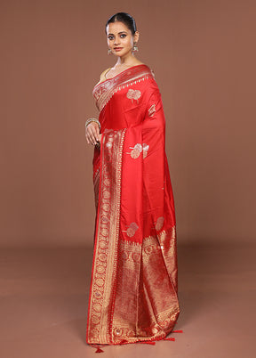 Pink Dupion Silk Saree With Blouse Piece