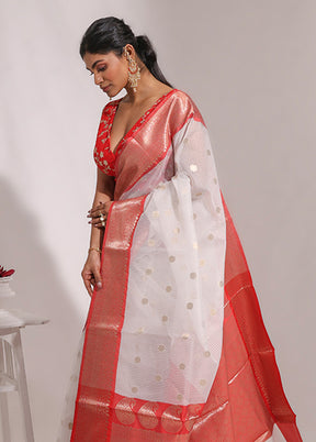 White Organza Saree With Blouse Piece