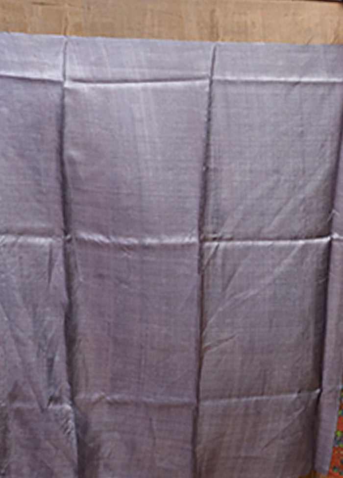 Brown Handloom Tussar Pure Silk Saree With Blouse Piece