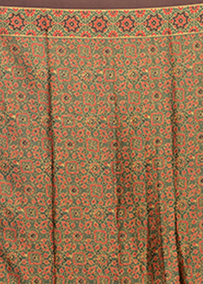 Green Printed Silk Saree Without Blouse Piece