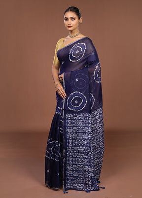 Blue Dupion Silk Saree With Blouse Piece