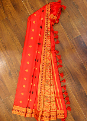 Orange Assam Silk Saree With Blouse Piece