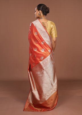 Orange Tissue Silk Saree With Blouse Piece