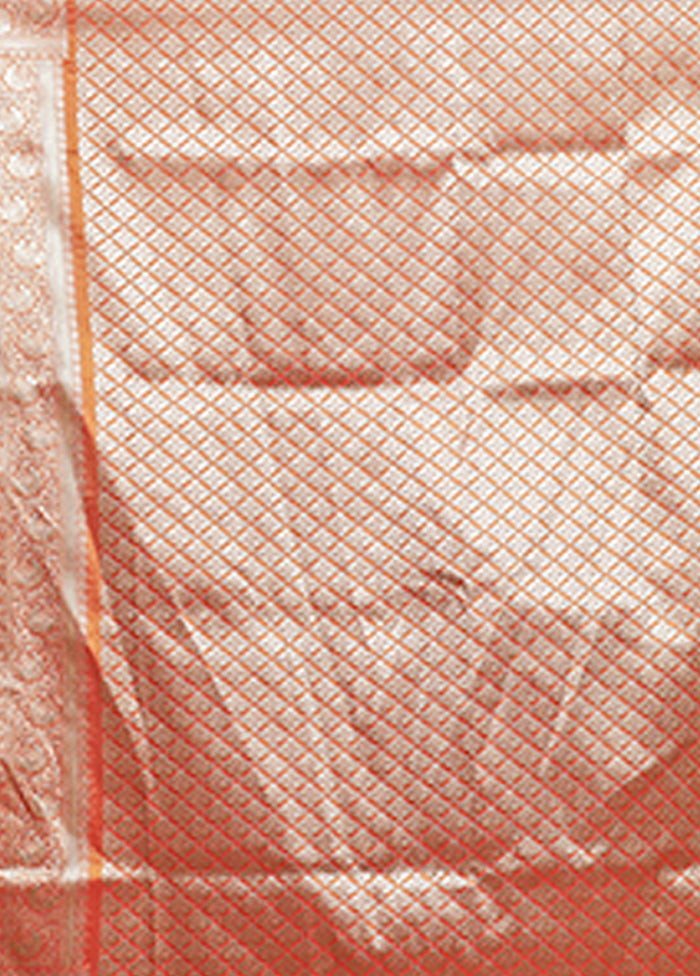 Orange Tissue Silk Saree With Blouse Piece