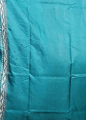 Green Handloom Kantha Stitch Pure Silk Saree With Blouse Piece