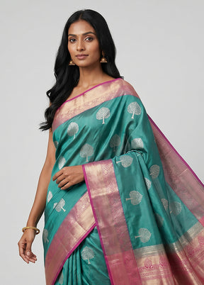 Green Kanjivaram Silk Saree With Blouse Piece