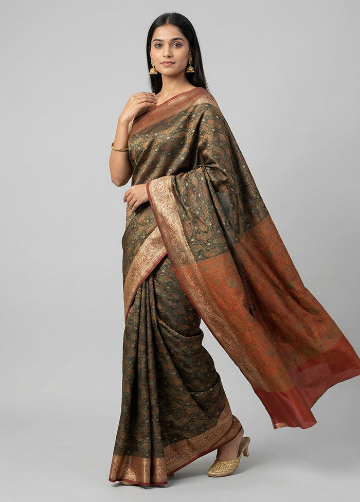 Black Tanchoi Silk Saree With Blouse Piece