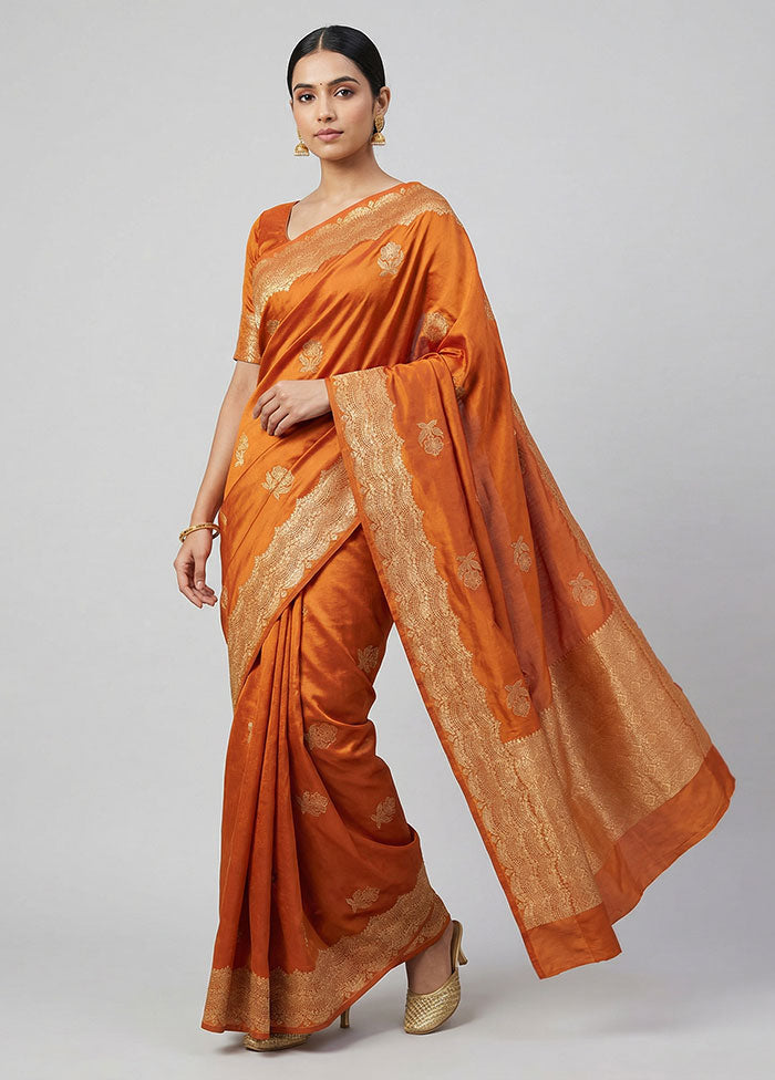 Yellow Dupion Silk Saree With Blouse Piece