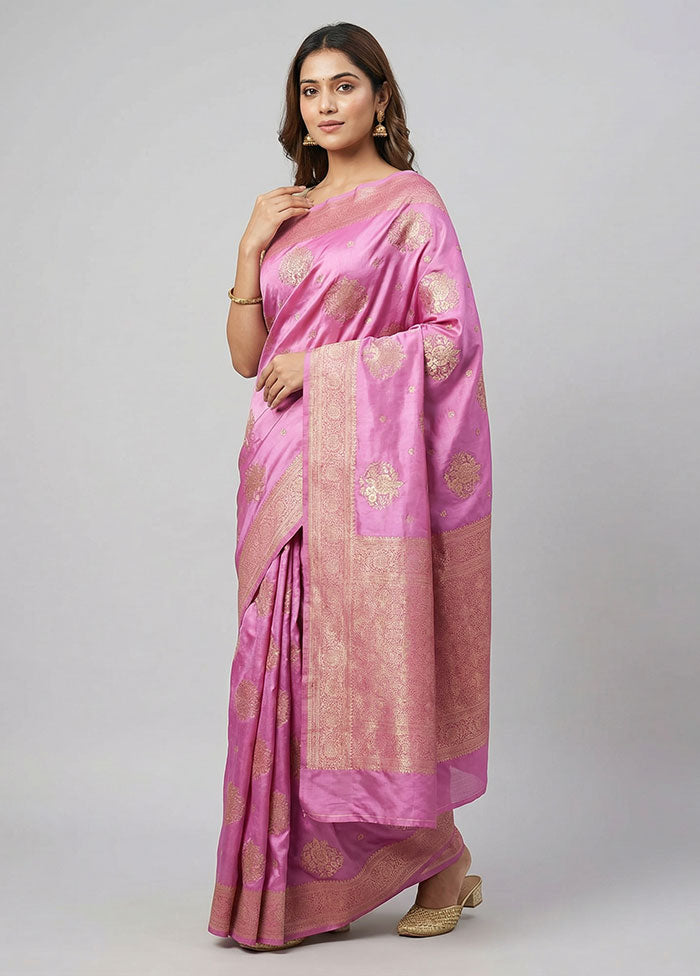 Purple Dupion Silk Saree With Blouse Piece
