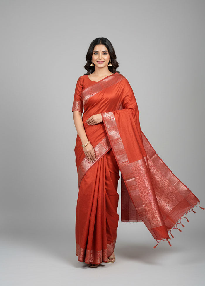 Red Kanjivaram Silk Saree With Blouse Piece