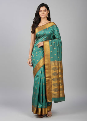Green Kanjivaram Silk Saree With Blouse Piece