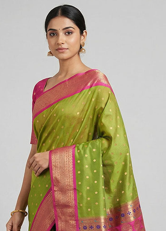 Green Kanjivaram Silk Saree With Blouse Piece