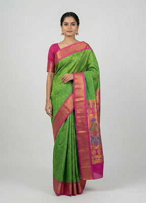 Green Kanjivaram Silk Saree With Blouse Piece