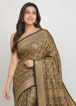 Yellow Banarasi Silk Saree With Blouse Piece