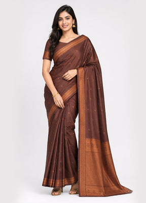 Peach Banarasi Silk Saree With Blouse Piece