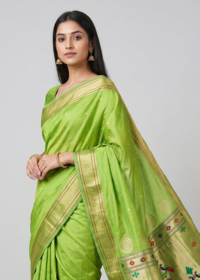 Green Kanjivaram Silk Saree With Blouse Piece
