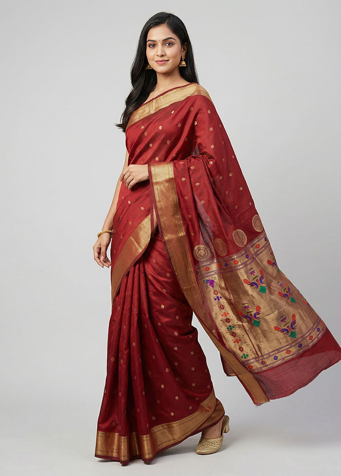Maroon Kanjivaram Silk Saree With Blouse Piece