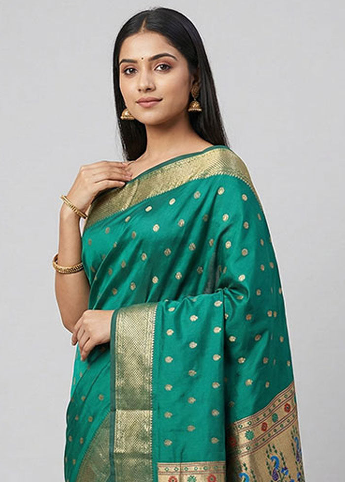 Green Kanjivaram Silk Saree With Blouse Piece