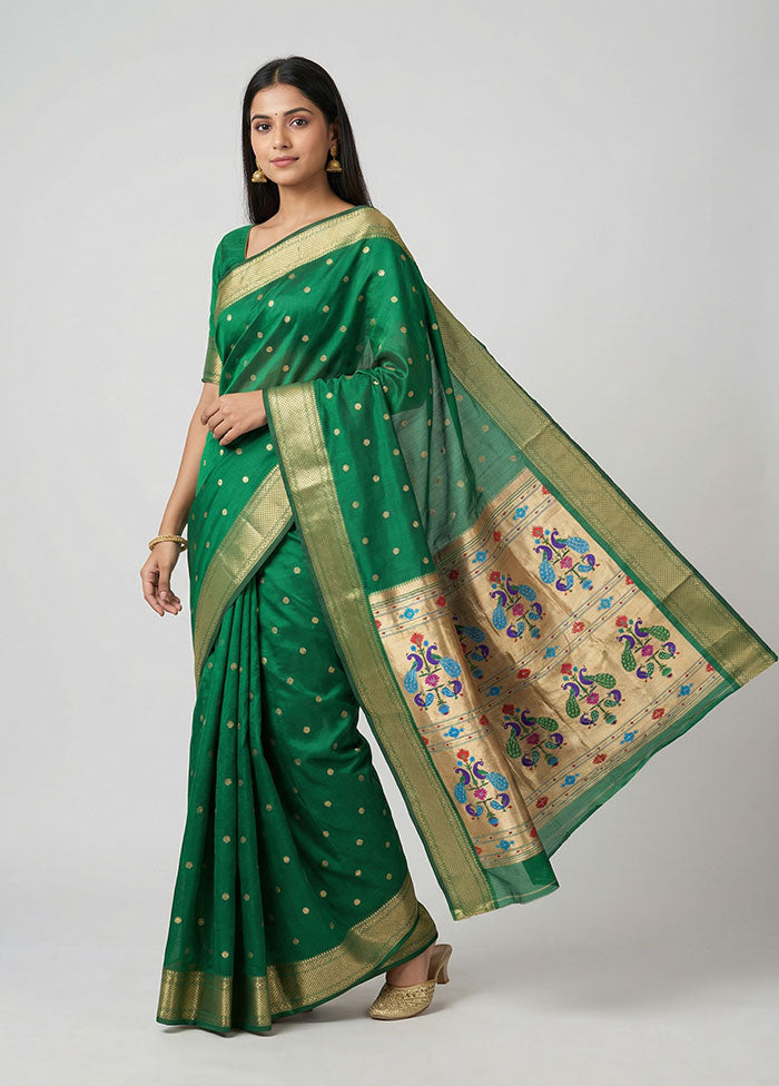 Green Kanjivaram Silk Saree With Blouse Piece