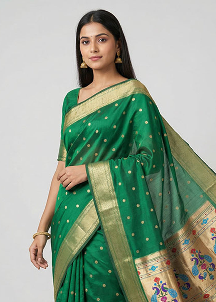 Green Kanjivaram Silk Saree With Blouse Piece