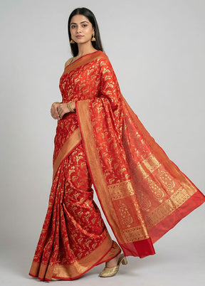 Pink Dupion Silk Saree With Blouse Piece
