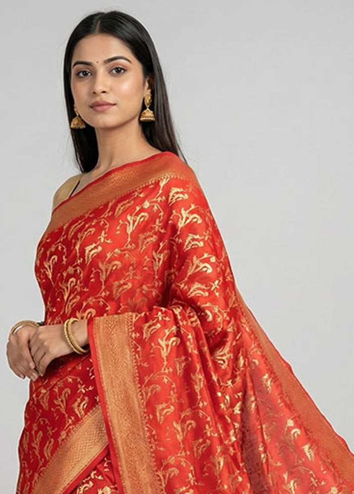 Pink Dupion Silk Saree With Blouse Piece